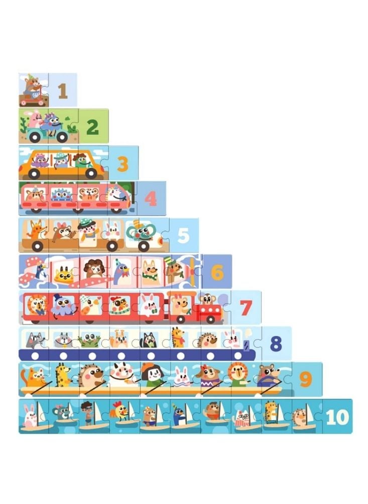 Premium Traffic Numbers Puzzle for Kids – Wooden Educational Jigsaw Game with Animals & Counting Pieces for Early Learning - Image 3